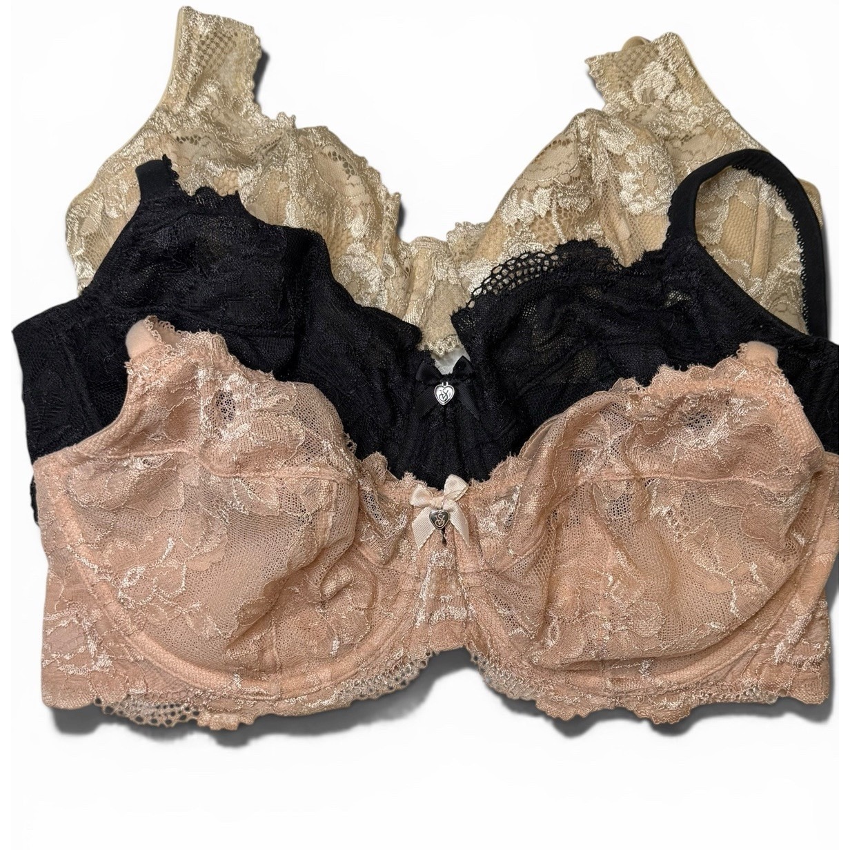 3 Victoria's Secret Bras 36d 2 Body By Victoria Pink + Black, One Beige Lined